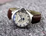 Cartier Ballon Bleu De Moonphase SS Brown Leather Automatic Watch for Sale